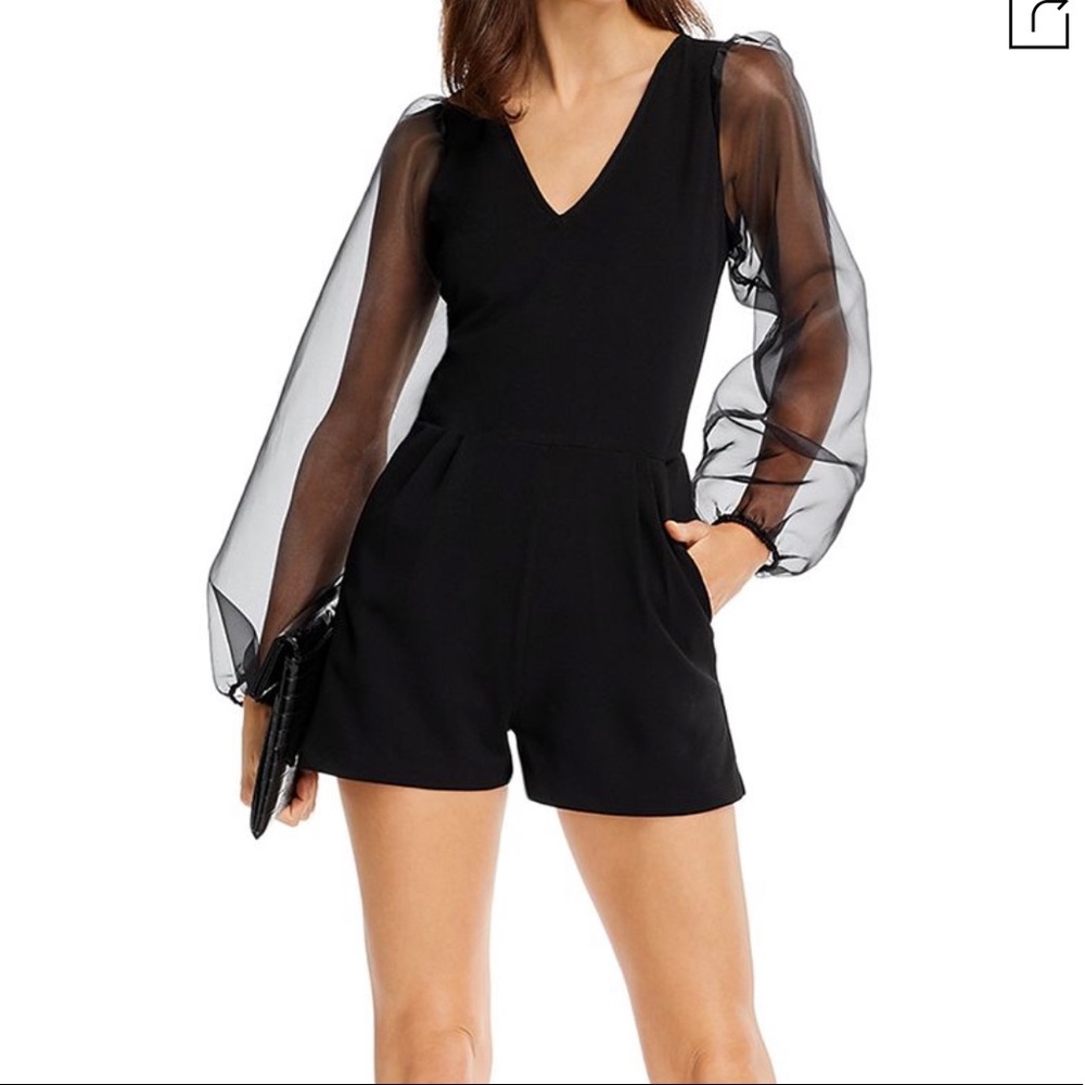 Aqua sheer puff sleeve romper